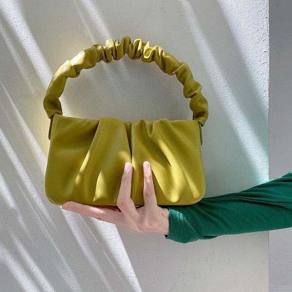 

evening bags casual pu leather handle bag women pleated cloud fashion armpit all-match shoulder french small handbags girl totes