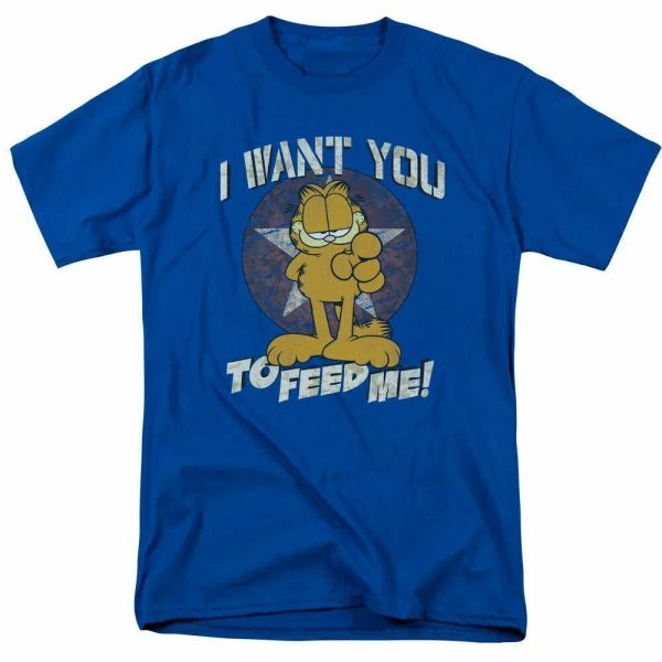 

garfield i want you t shirt mens licensed cat jim davis comics tee royal blue, White;black