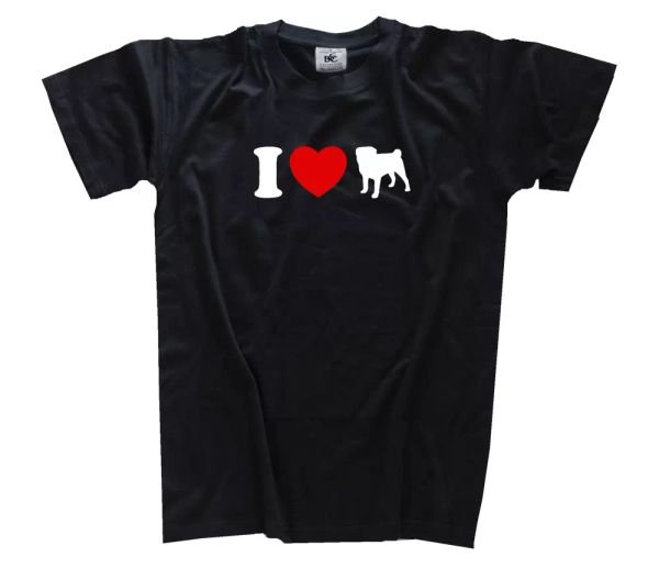 

i love mops chien chien de race chiens t-shirt tailles s-xxxl, White;black