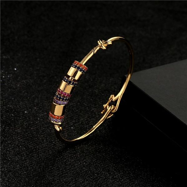 

bangle buy luxury sliding colourful cz beads charm arrival gold color bracelet & women wedding jewelry wholesale, Black