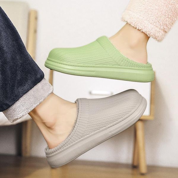 

women's household slippers fluffy shoes winter 2021 classic men's indoor lovers', Black