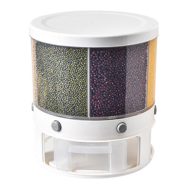 

storage bottles & jars dry food dispenser 6 grid rice box container for kitchen household 10l insect-proof and moisture-proof tank