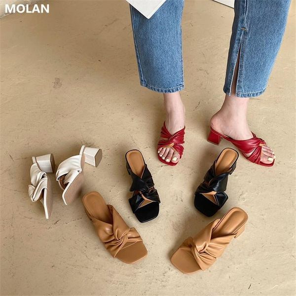 

dress shoes molan brand designers 2021 summer fashion luxury butterfly-knot high heels lady pumps leather loafers mules casual 35-40, Black