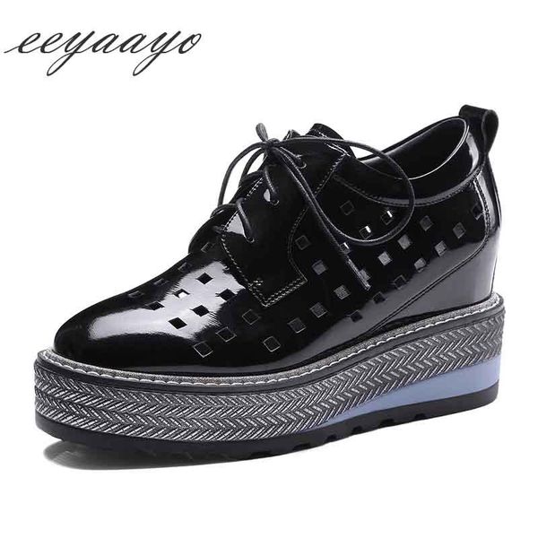 

dress shoes 2021 genuine leather women pumps increased internal heel lace-up fashion casual platform black cow