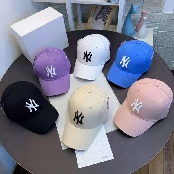 

spring baseball sun hat women's cotton cap with ny calf embroidery adjustable tide, Black;white