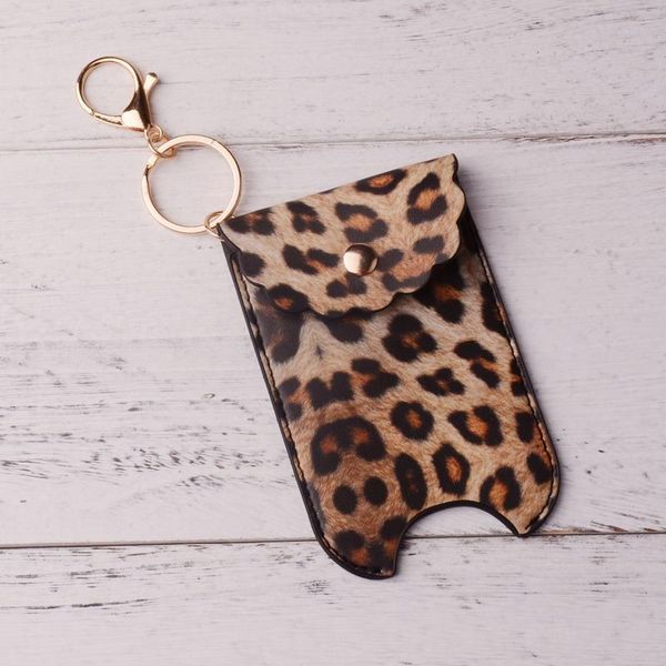 

keychains rainbery leopard and snakeskin print perfume holder pu leather hand washing bag sanitizer bottle keychain, Silver