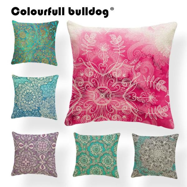 

cushion/decorative pillow geometry flowers mandala cushion cover quatrefoil cases baroque farmhouse for kids toss red 17x17 linen industrial