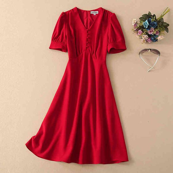 

dress 2021 will see short-sleeve runway chic girl party button-down red, Black;gray