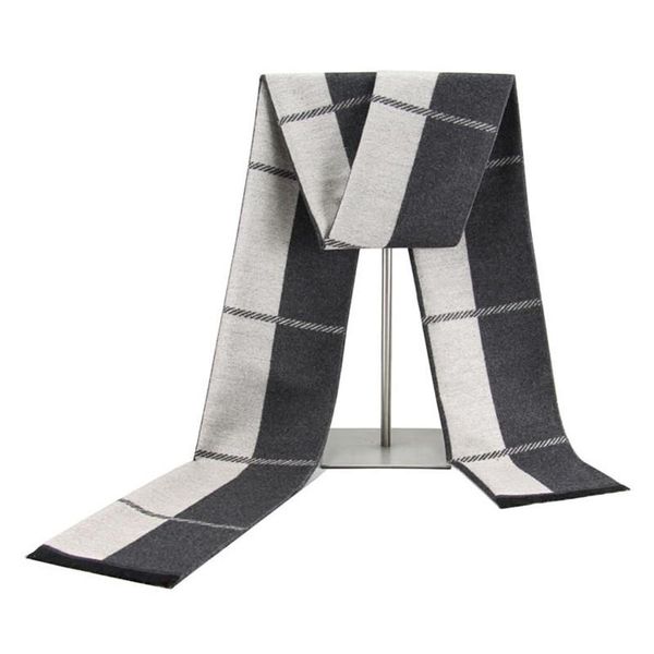 

scarves plaid thick soft warm long men scarf imitation cashmere shawl wrap 30*180cm christmas gift winter, Blue;gray