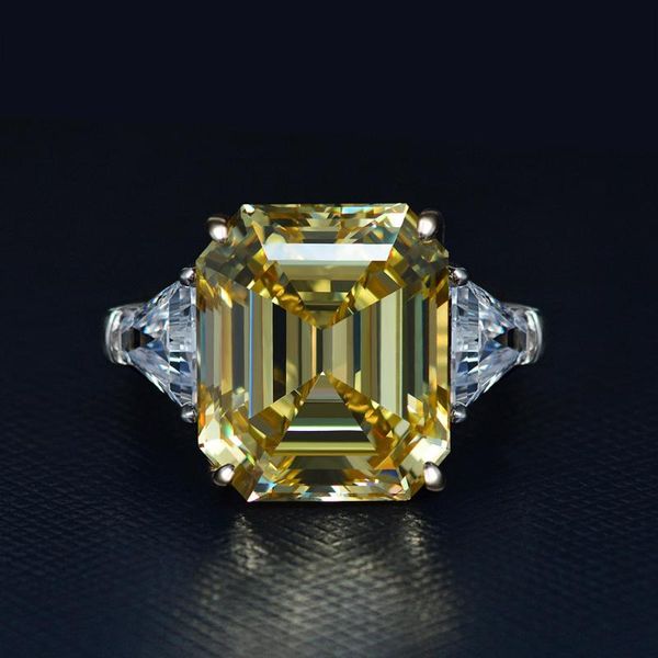 

cluster rings luxury female lab diamond stone ring 100% real 925 sterling silver for women promise love bride square big engagement, Golden;silver