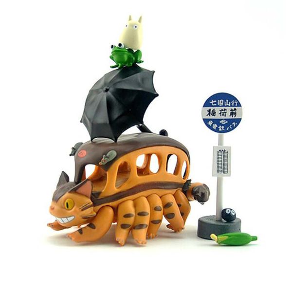 

Anime Miyazaki Hayao My Neighbor Totoro Figures Bus Station Chibi Totoro Cat Bus Frog Dustbunny Umbrella PVC Action Figure Toy