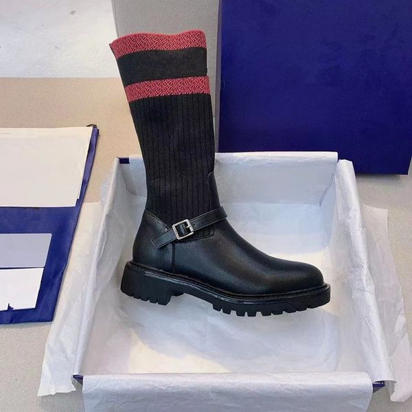 

boots designer boot women cowskin stitching technology fabrics prevent slippery wear resisting tpu sole heel 3cm keep warm winter designers, Black