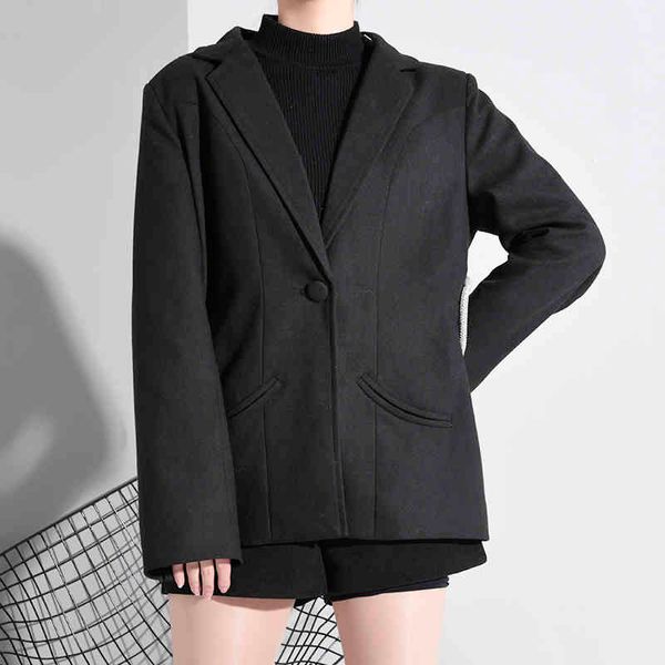 

[eam] women black hollow out shining short blazer new lapel long sleeve loose fit jacket fashion tide spring autumn a782 201009, White;black