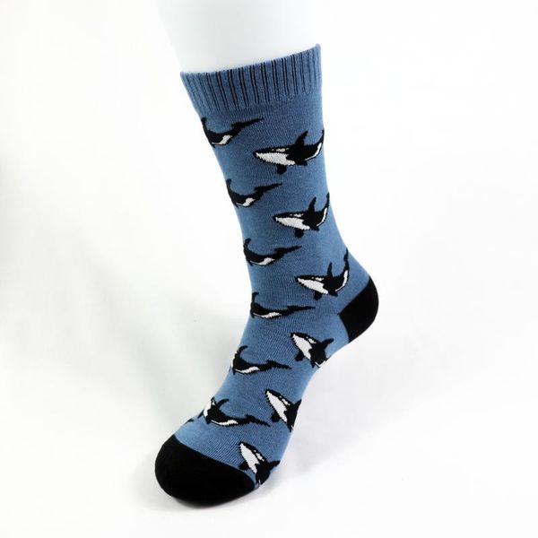 

men's socks killer whale knitted pattern cotton, Black