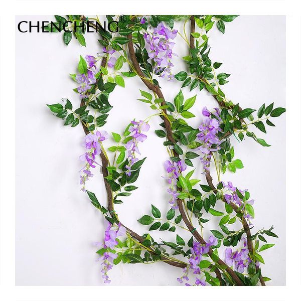 

decorative flowers & wreaths chencheng 190 cm artificial flower vine purple white rose red fake wisteria rattan leaves wedding home decorati