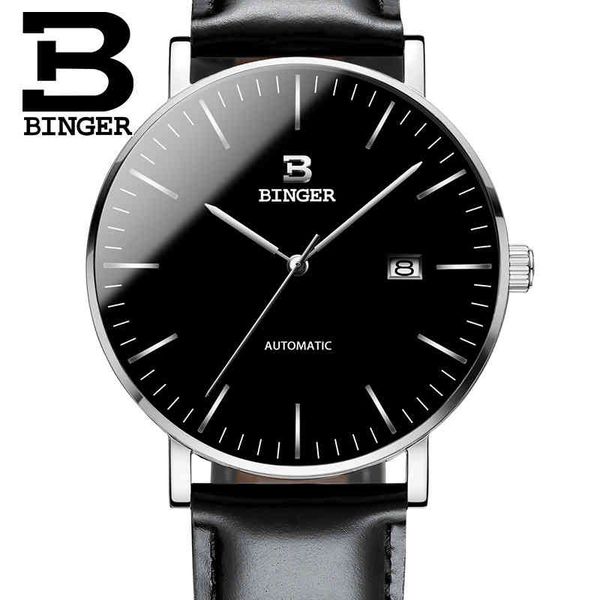 

binger watches men luxury switzerland trademark relogio masculino waterproof rvs mechanical b-5081, Slivery;brown