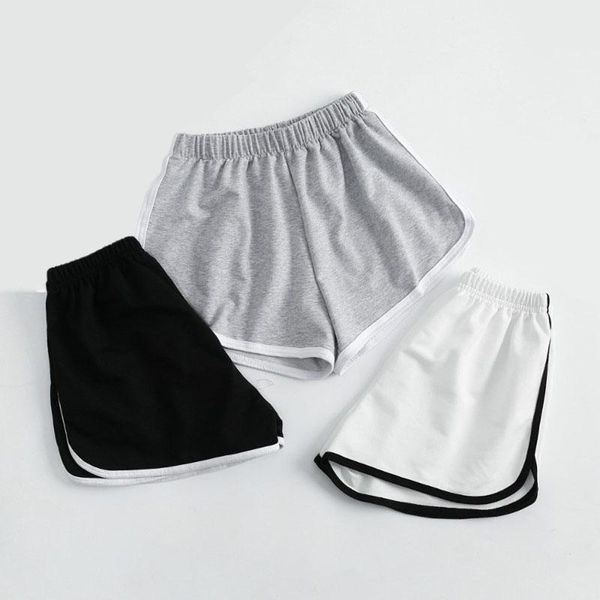 

women's shorts gray casual cotton women tide summer loose motion black mid waist elastic large size, White;black