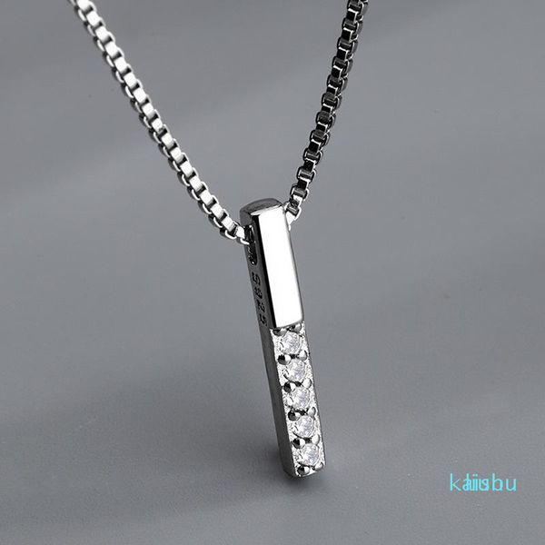 Basit Kolye 925 2mm Klavikula Dikey Kadın Kolye Neckless Giyot Kutusu Zincir Bar Gümüş Kadın Gerdanlık Katı SN041 PPPIC