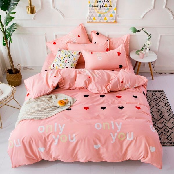 

bedding sets solstice home textile red heart pattern duvet cover flat sheet pillow case girl teenage woman linen set bedclothes 90pl