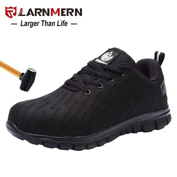

boots larnmern men's safety shoes work shoe steel toe comfortable lightweight breathable construction protective footwear for men, Black
