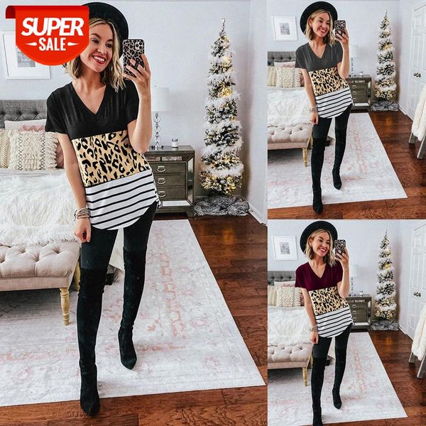 

[in stock]european and american spring summer women's clothing v-neck striped short-sleeved t-shirt women #pm18, White