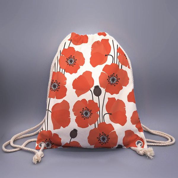 

print fashion mandala canvas men women cartoon drawstring bag large capacity gym yoga backpack gift for boys girls