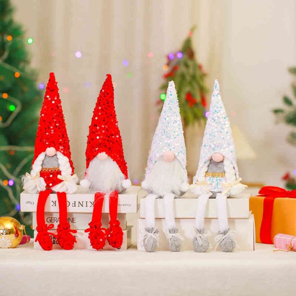 

qiaoding selling new decorations sequins long leg sitting doll ornaments