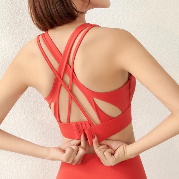 

yoga outfit women shockproof gathered workout running sports bras cross beautiful back fitness underwear gym bralette j12