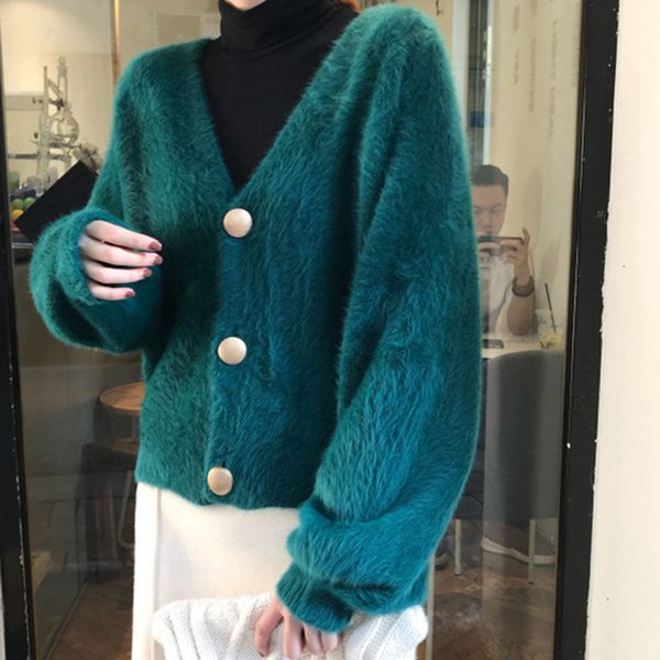 

women's sweaters female cardigan v-neck, v-jacket with long sleeve, loose shirt soft mesh, external fashion wpvu, White;black