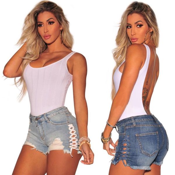 

women's shorts plus size blue white denim women lace up high waisted jeans 2021 summer woman s-xl, White;black