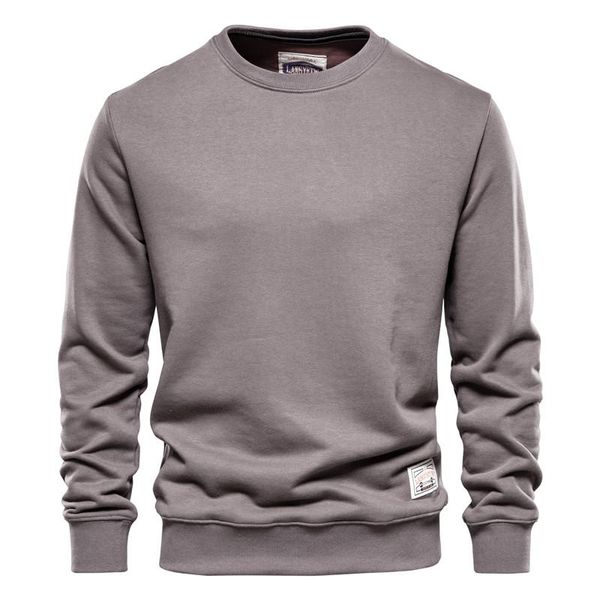 

men's hoodies & sweatshirts aiopeson streetwear cotton sweatshirt casual solid color long sleeve spring men quality classic mens clothe, Black