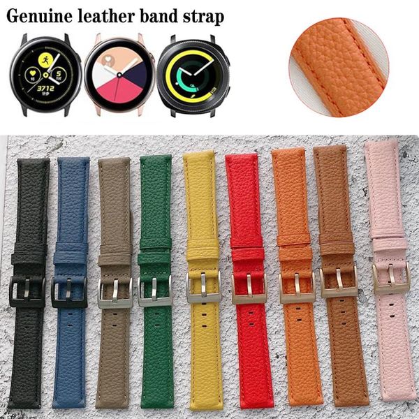 

watch bands 20mm 22mm genuine leather band strap for samsung galaxy active 2 / gear sport s4 42mm watch3 41mm, Black;brown