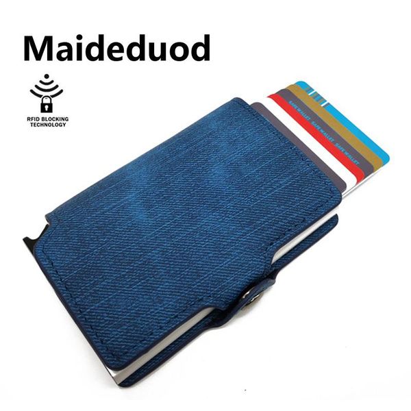 

card holders maideduod 2021 fashion rfid holder denim series wallet is suitable for male and female holders., Brown;gray