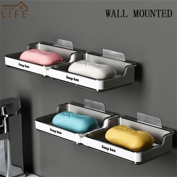 

soap dishes drain sponge storage rack holder wall mounted bathroom kitchen organizer toilet draining boxes