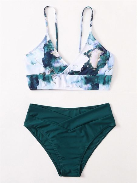 

random marble print bikini bottom j9aa#, White;black