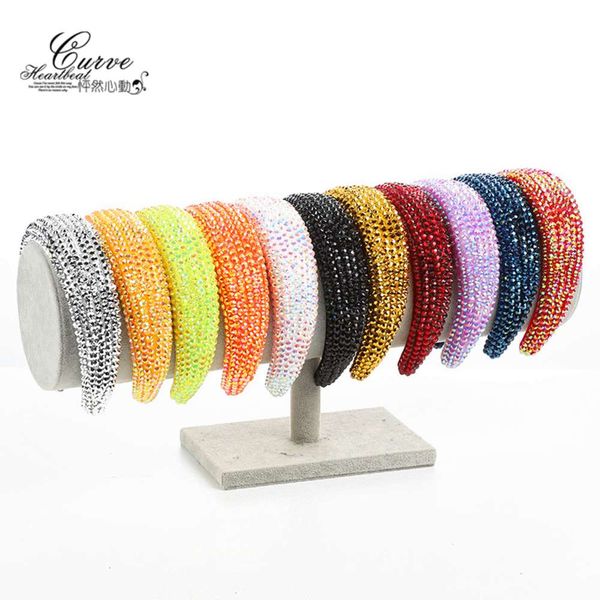 

headband full sponge drill hairband wide edge water hairband, Black;brown