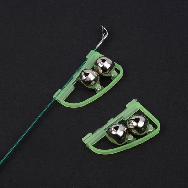 

fishing rod alarm bells noctilcent arch style dual clamp tip clip twin alert (green+silver) accessories
