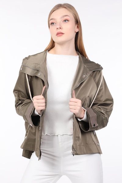 

women's trench coats khaki oversize hooded jacket, Tan;black