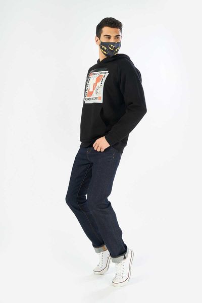 

print-male straight cut dark blue jean pants men's jeans