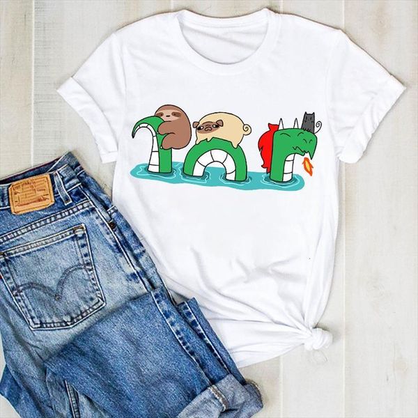 

men lady sloth summer dog 90s cute cartoon ladies tee female clothes graphic clothing, White;black