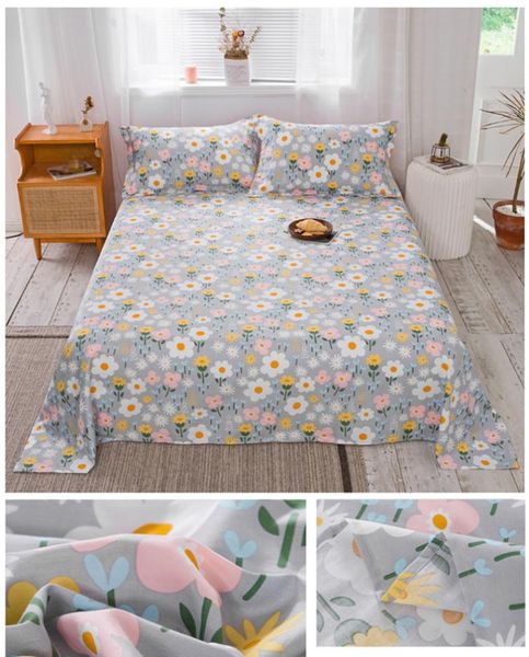 

sheets & sets floral bed sheet washable 100%cotton linen stripe plaid adjustable elastic flat for home double queen king bedspreads