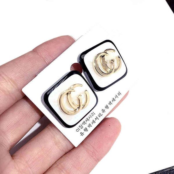 

76% off designer jewelry korean punk personalized versatile net red same quadrilateral square letter earrings, Golden