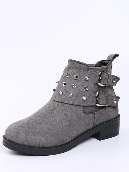 

boots 2021 large middle heel buckle round head sleeve women's, Black