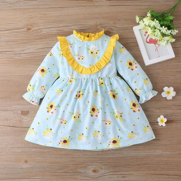 

girl's dresses kids girls dress sunflowers print clothes children cute floral sweet for teens sleeveless strap princess, Red;yellow