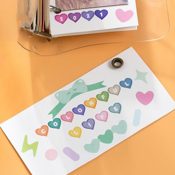 

gift wrap art paper stickers color dream love heart rainbow round cute student stationery diy diary scrapbook decoration