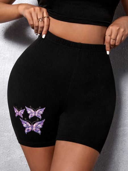 

sxy butterfly print biker shorts w1yr#, Black