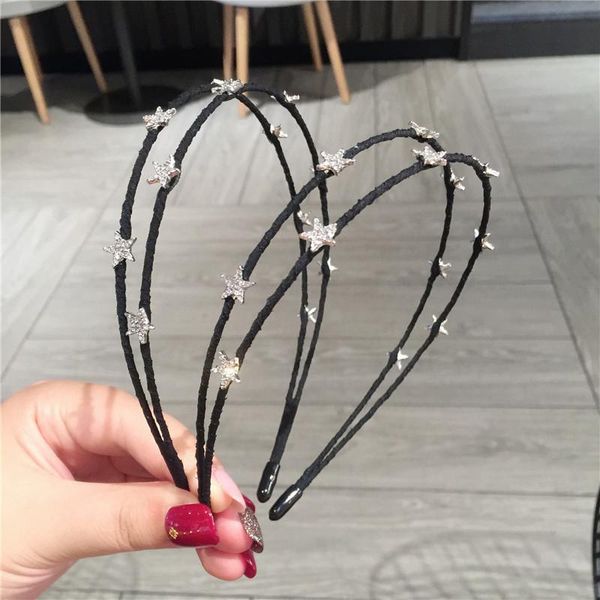 

hair accessories 1 pc two layers star headbands for girls washing face hairbands silver bling bands cute women