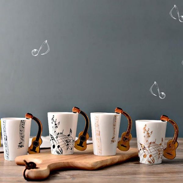 

cups & saucers hand-painted ceramic creative notes musical music mugs coffee cup gifts instruments
