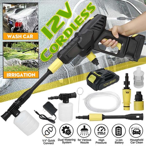 

12/24v cordless portable car washer high pressure cleaner washing machine garden home cleaning tools with lithium battery