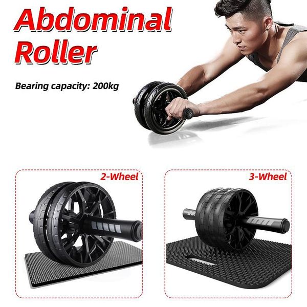 

2/3-wheeled abdominal roller trainer no noise wheel ab with knee pad for arm waist leg fitness equipment training
